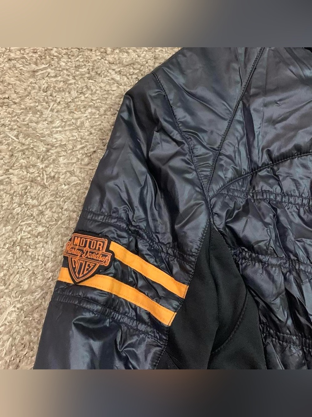 Harley Davidson Womens XS Black Quilted Puffer Jacket Logo Insulated Riding Gear - Picture 3 of 11